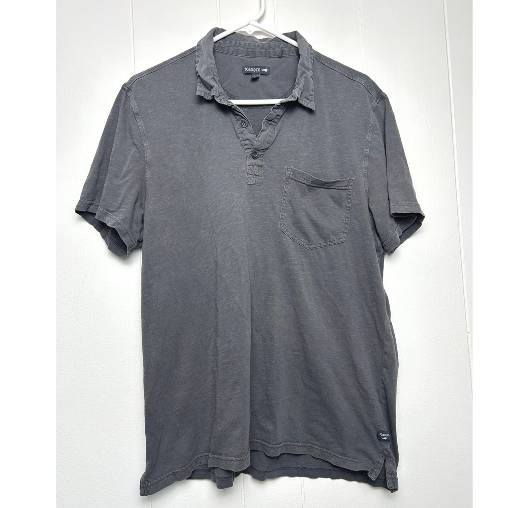 TOAD&CO Shirt Mens‎ L Polo Gray Short Sleeve 100% Cotton
